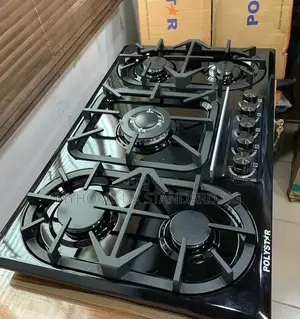 Polystar 90CM 8MM 5 BURNER BLACK STAINLESS STEEL 90CM BUILT IN COOKERTOP GASHOB