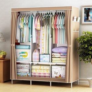 Dou-color Multi-Layer Standing Clothes Organizer Shelf Space Saving Wardrobe Closet Rack for Home Storage