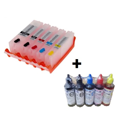 Canon Refillable Ink Cartridge Ts705 -580/581 + Bulk Refill Ink- Black + Cyan+ Magenta+Yellow+ PGBK
