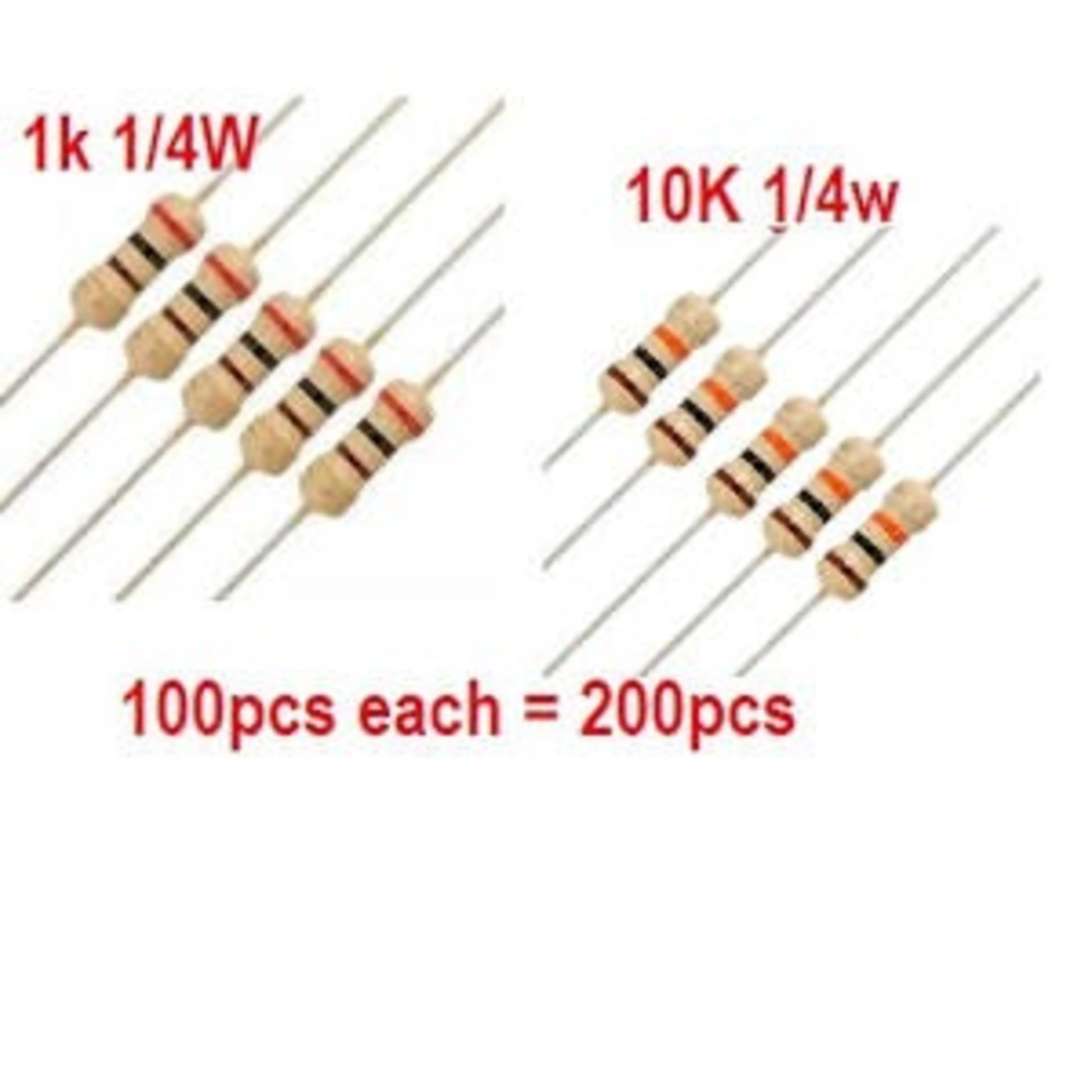 1k And 10k Ohm Resistor - 1/4w 5% Tolerance Carbon F...