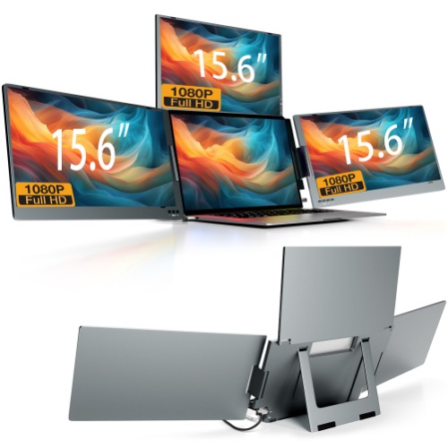 XRH 15.6 inch Quad-Display Laptop Screen Extender, 1080P FHD Portable Monitor with Auto-Rotation External LCD