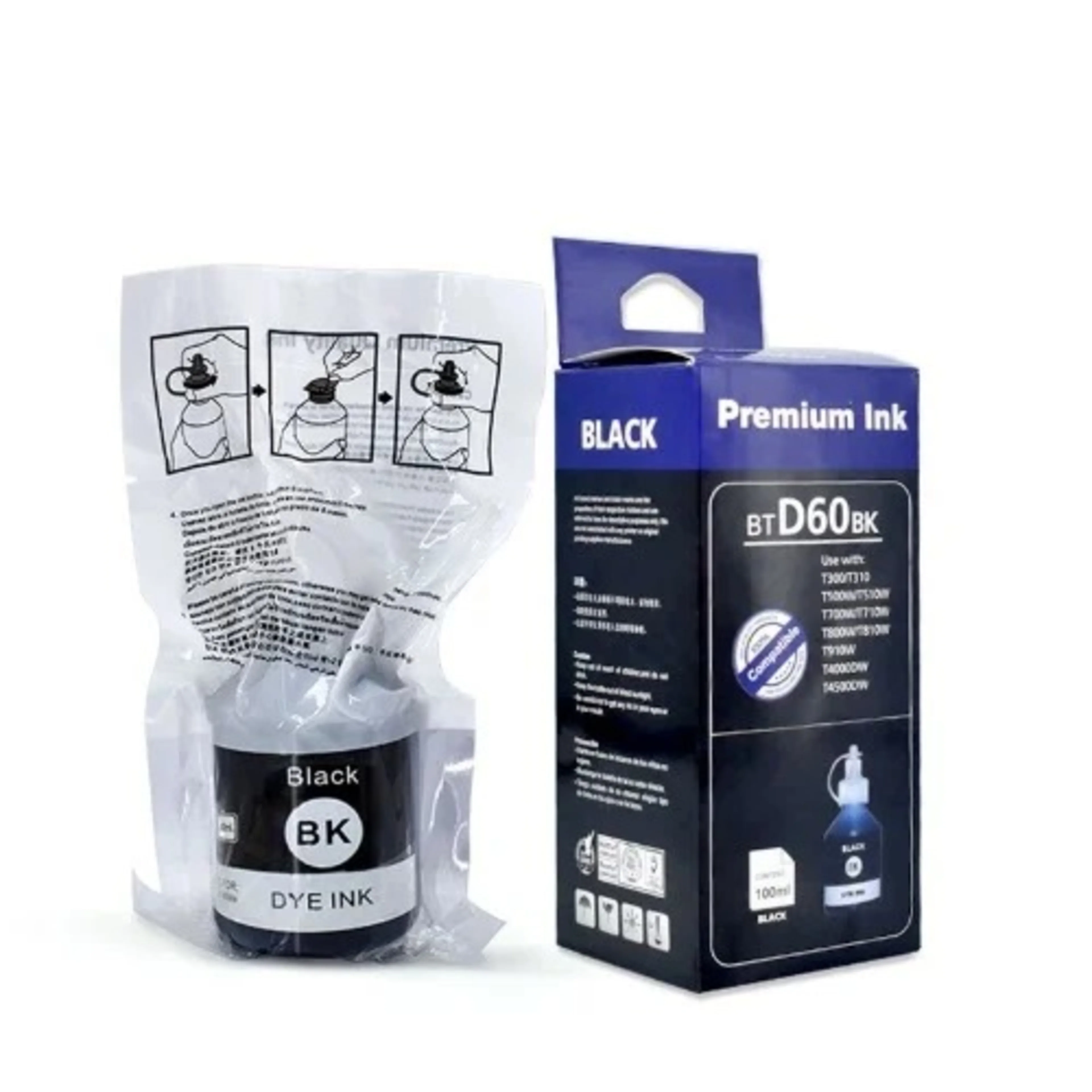 D60bk Ink For Brother Bottle Cartridge- Black