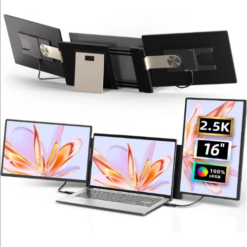 V2com S7 Pro 16" 2.5k Qhd Ips Triple Screen Extender Monitor/ Usb-c & Mini Hdmi/ Dual Speakers
